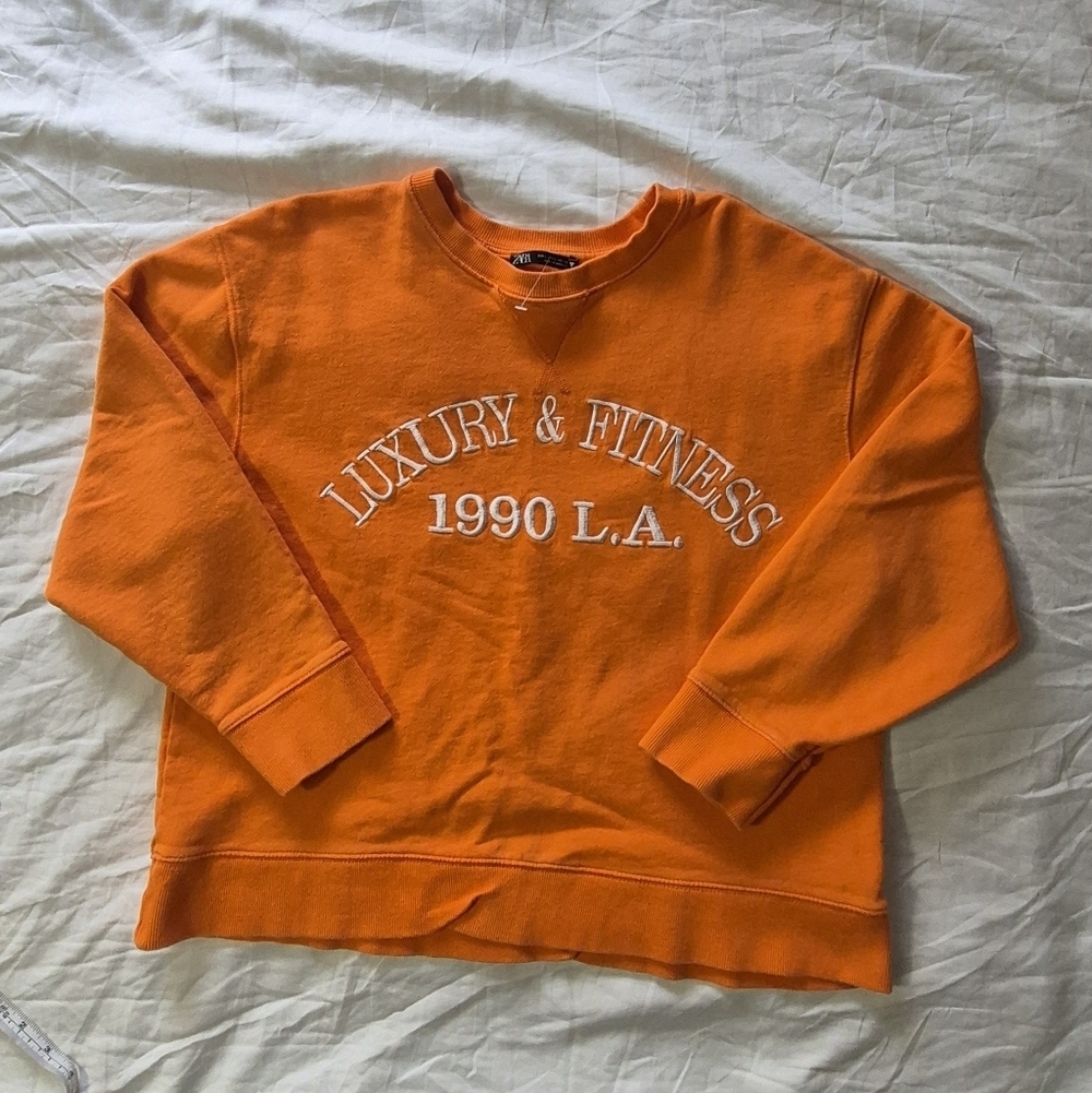 Orange 'Luxury & Fitness 1990 L.A.' Crewneck Sweatshirt